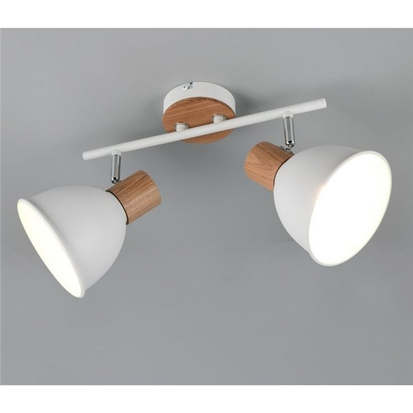 Regleta de 2 focos para pared/techo DELUME bombillas excl. 2x E27 max. 40W IP20 Blanco-madera
