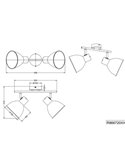Regleta de 2 focos DELUME pared/techo bombillas excl. 2x E27 max. 40W IP20 Negro-madera