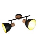 Regleta de 2 focos DELUME pared/techo bombillas excl. 2x E27 max. 40W IP20 Negro-madera