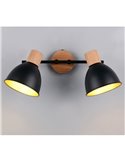 Regleta de 2 focos DELUME pared/techo bombillas excl. 2x E27 max. 40W IP20 Negro-madera