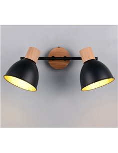Regleta de 2 focos DELUME pared/techo bombillas excl. 2x E27 max. 40W IP20 Negro-madera 2
