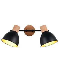 Regleta de 2 focos DELUME pared/techo bombillas excl. 2x E27 max. 40W IP20 Negro-madera