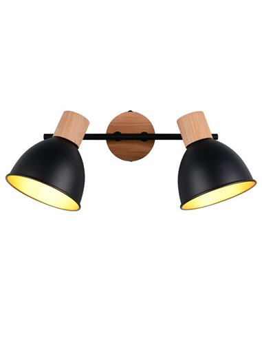 Regleta de 2 focos DELUME pared/techo bombillas excl. 2x E27 max. 40W IP20 Negro-madera