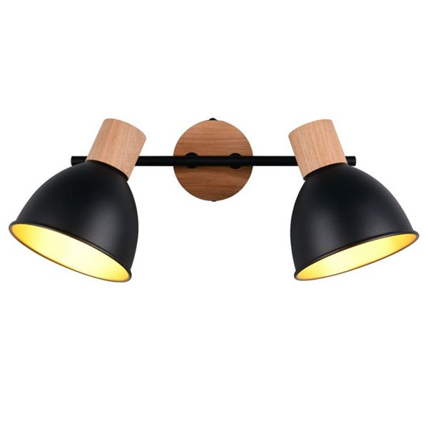 Regleta de 2 focos DELUME pared/techo bombillas excl. 2x E27 max. 40W IP20 Negro-madera
