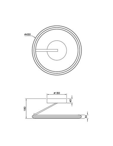 Luminária de teto LED Ø45cm AMADOR 34W 4000lm, dimerizável DIP SWITCH 2300+3000+4000K IP20 Preto
