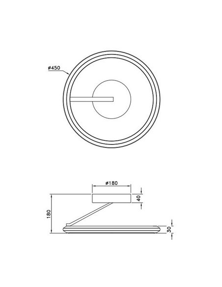 Plafonnier LED Ø45cm AMADOR 34W 4000lm, dimmable DIP SWITCH 2300+3000+4000K IP20 Noir