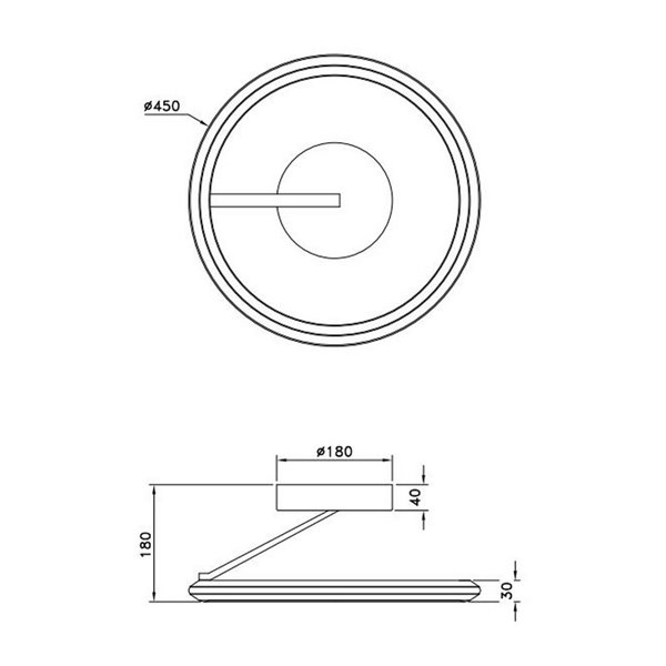 Plafón de techo LED Ø45cm AMADOR 34W 4000lm,regulable DIP SWITCH 2300+3000+4000K IP20 Negro