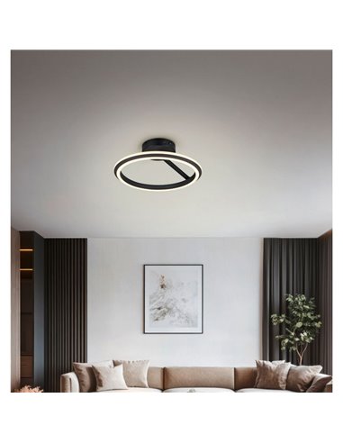 Plafón de techo LED Ø45cm AMADOR 34W 4000lm,regulable DIP SWITCH 2300+3000+4000K IP20 Negro