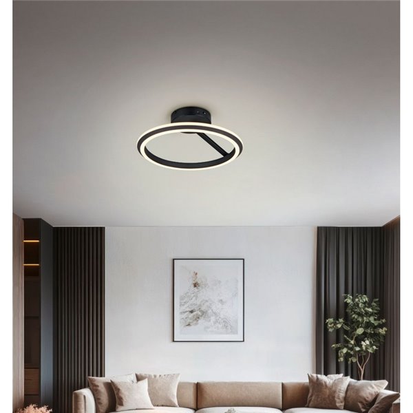 Plafón de techo LED Ø45cm AMADOR 34W 4000lm,regulable DIP SWITCH 2300+3000+4000K IP20 Negro