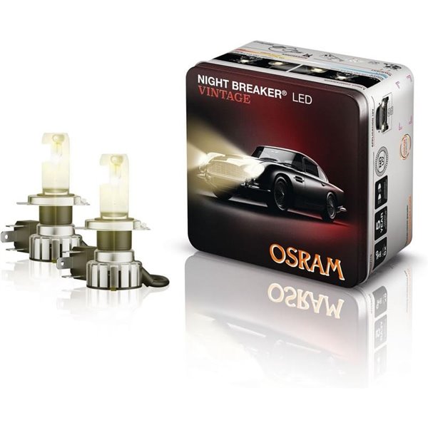 Ampoules LED H4 Vintage homologuées NIGHT BREAKER® LED VINTAGE H4 + R2, +300% 20W 3000K 1650/1000Lm, Pack 2