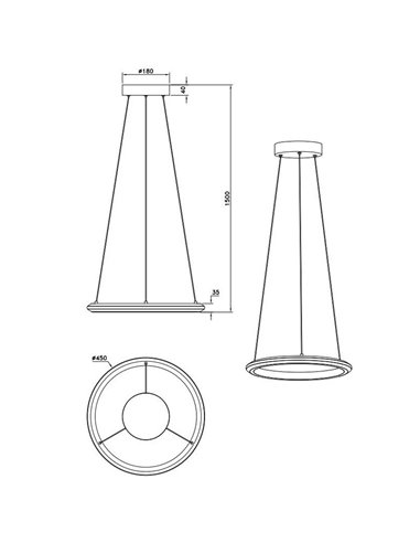 Plafonnier LED AMADOR 34 W, Ø 45 cm, 4 000 lm, variateur, interrupteur DIP, 2 300 + 3 000 + 4 000 K, IP20, nickel
