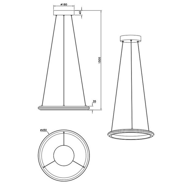 Lámpara de techo LED 34W AMADOR Ø45cm 4000lm,regulable DIP SWITCH 2300+3000+4000K IP20 Níquel
