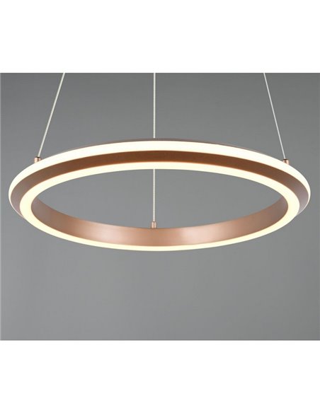 Suspension LED AMADOR 34 W 4 000 lm, Ø 45 cm, variateur, interrupteur DIP, 2 300 + 3 000 + 4 000 K, IP20, marron