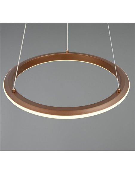 Suspension LED AMADOR 34 W 4 000 lm, Ø 45 cm, variateur, interrupteur DIP, 2 300 + 3 000 + 4 000 K, IP20, marron