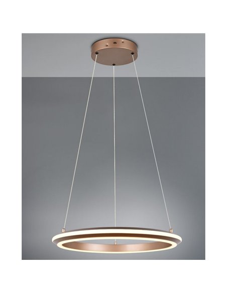 Suspension LED AMADOR 34 W 4 000 lm, Ø 45 cm, variateur, interrupteur DIP, 2 300 + 3 000 + 4 000 K, IP20, marron