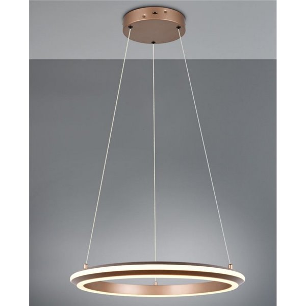 Luminária Pendente LED AMADOR 34W 4000lm, Ø45cm, Regulável, Interruptor DIP, 2300+3000+4000K, IP20, Marrom