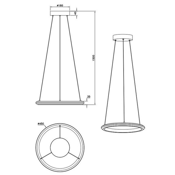 Lámpara colgante LED AMADOR Ø75cm 48W 5800lm,regulable DIP SWITCH 2300+3000+4000K IP20 Níquel
