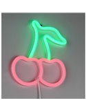 Luz LED para pared, tipo neón cereza CERISE 2W con cable y USB IP20 Rosa-verde
