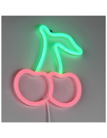Luz LED para pared, tipo neón cereza CERISE 2W con cable y USB IP20 Rosa-verde