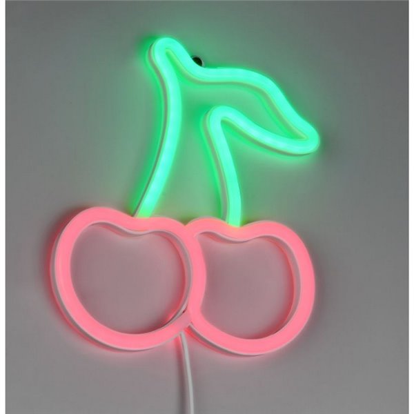 Luz LED para pared, tipo neón cereza CERISE 2W con cable y USB IP20 Rosa-verde