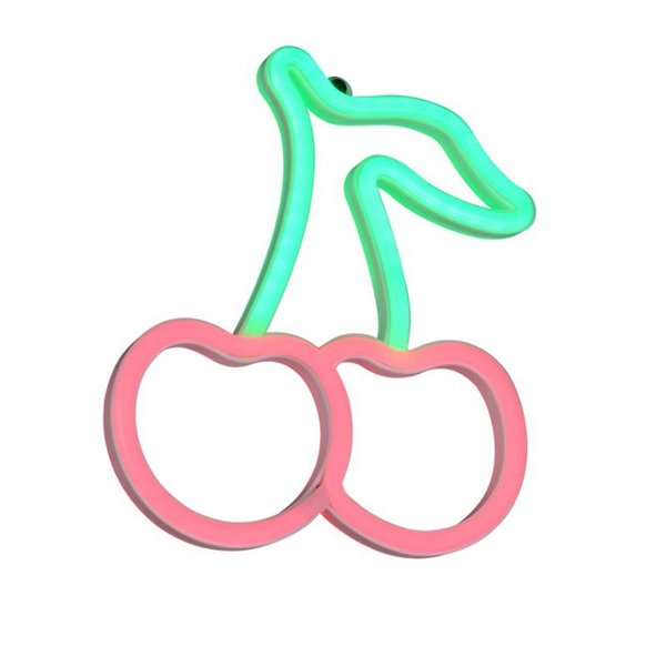 Applique murale LED CERISE 2 W, type cerise fluo, avec câble et USB, IP20, rose-vert