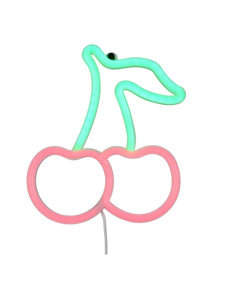 Luz LED para pared, tipo neón cereza CERISE 2W con cable y USB IP20 Rosa-verde