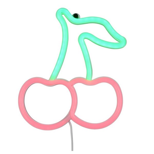 Luz LED para pared, tipo neón cereza CERISE 2W con cable y USB IP20 Rosa-verde