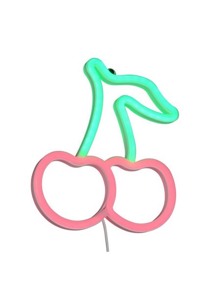 Applique murale LED CERISE 2 W, type cerise fluo, avec câble et USB, IP20, rose-vert