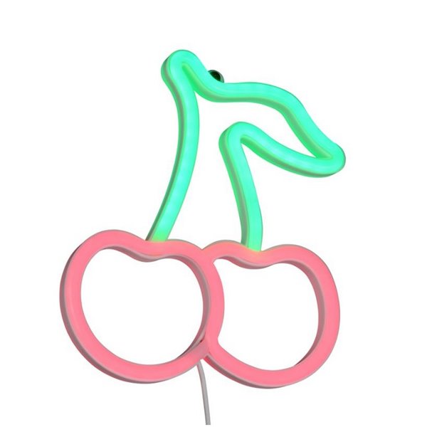 Luz LED para pared, tipo neón cereza CERISE 2W con cable y USB IP20 Rosa-verde