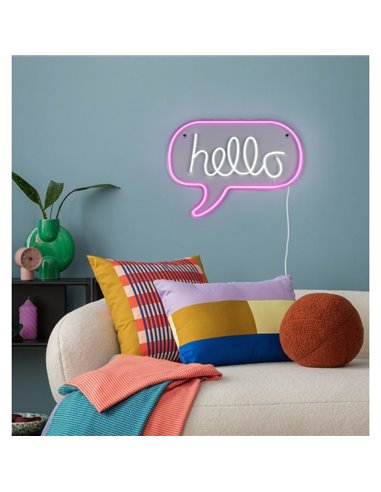 Aplique LED tipo neón HELLO 2W con cable y USB IP20 Rosa