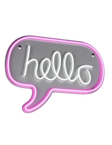 Applique murale néon LED HELLO 2W avec câble et USB IP20 Rose