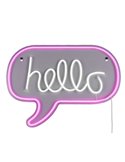 Applique murale néon LED HELLO 2W avec câble et USB IP20 Rose