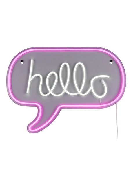 Applique murale néon LED HELLO 2W avec câble et USB IP20 Rose
