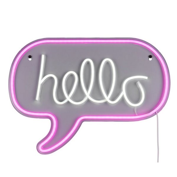 Luminária de parede LED neon HELLO 2W com cabo e USB IP20 Rosa