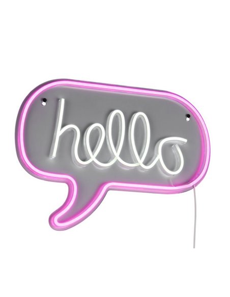Applique murale néon LED HELLO 2W avec câble et USB IP20 Rose