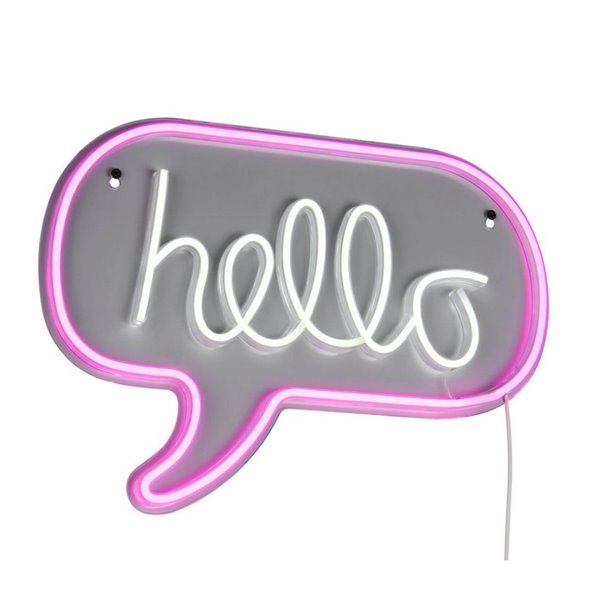 Applique murale néon LED HELLO 2W avec câble et USB IP20 Rose