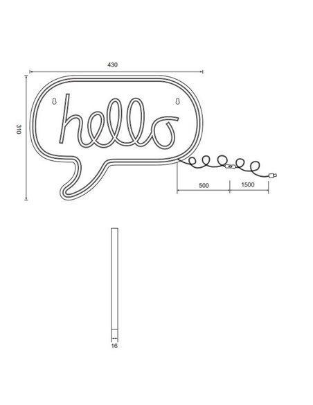 Aplique LED tipo neón HELLO 2W con cable y USB IP20 Rosa