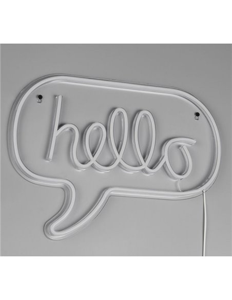 Luminária de parede LED neon HELLO 2W com cabo e USB IP20 Rosa