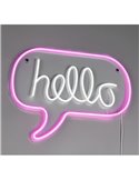 Applique murale néon LED HELLO 2W avec câble et USB IP20 Rose