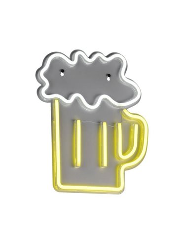 Luz LED tipo neón cerveza BEER 2W con cable y USB IP20 Amarillo