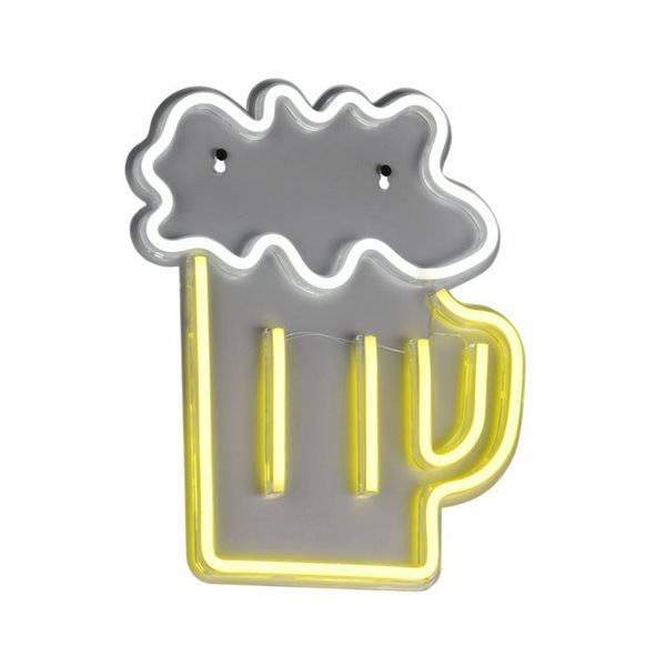 Luminária LED neon BEER 2W com cabo e USB IP20 Amarela