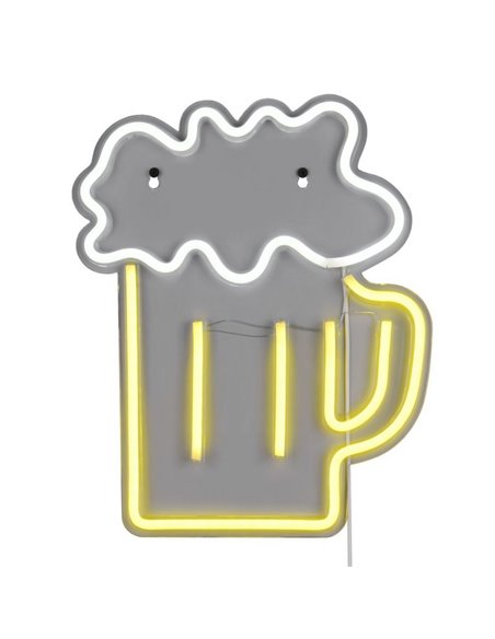 Luminária LED neon BEER 2W com cabo e USB IP20 Amarela