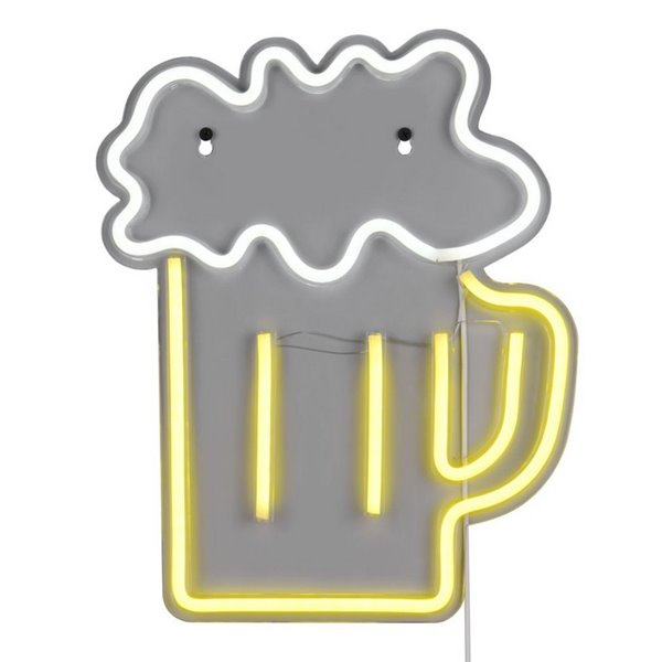 Luminária LED neon BEER 2W com cabo e USB IP20 Amarela