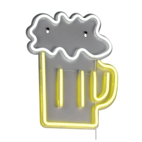 Luz LED tipo neón cerveza BEER 2W con cable y USB IP20 Amarillo