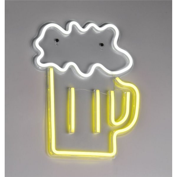 Lampe LED décorative imitant le néon BEER 2W avec câble et USB IP20 Jaune