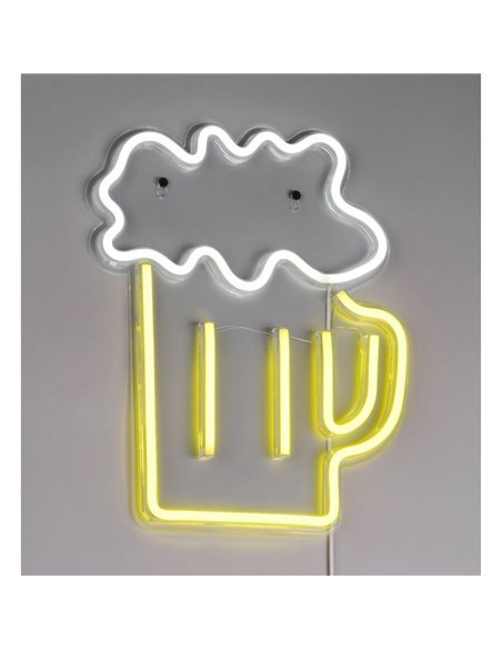 Luminária LED neon BEER 2W com cabo e USB IP20 Amarela