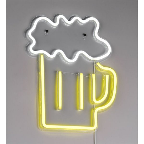 Luminária LED neon BEER 2W com cabo e USB IP20 Amarela