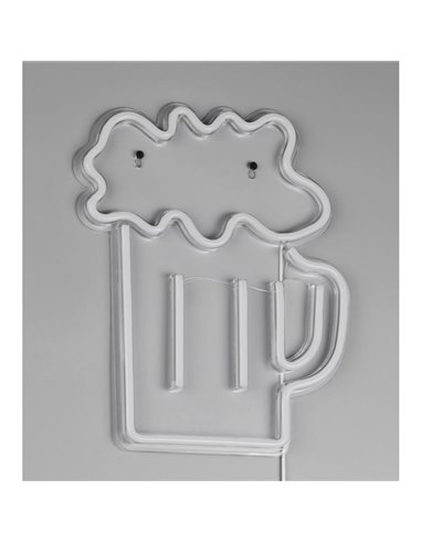 Lampe LED décorative imitant le néon BEER 2W avec câble et USB IP20 Jaune