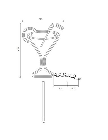 Luminária de parede LED CHEERS 2W com efeito neon e cabo USB IP20 Roxo
