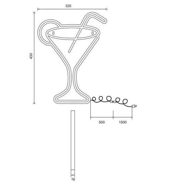 Applique murale LED CHEERS 2W effet néon avec câble et USB IP20 Violet